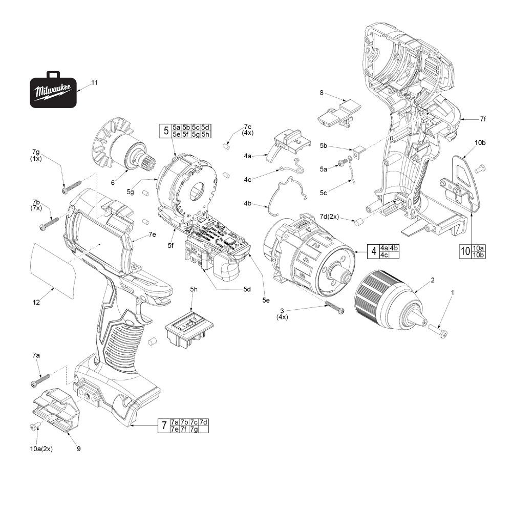 Fig-0 Diagram and Parts List for 2702-22CT G40A Milwaukee Hammer Drill