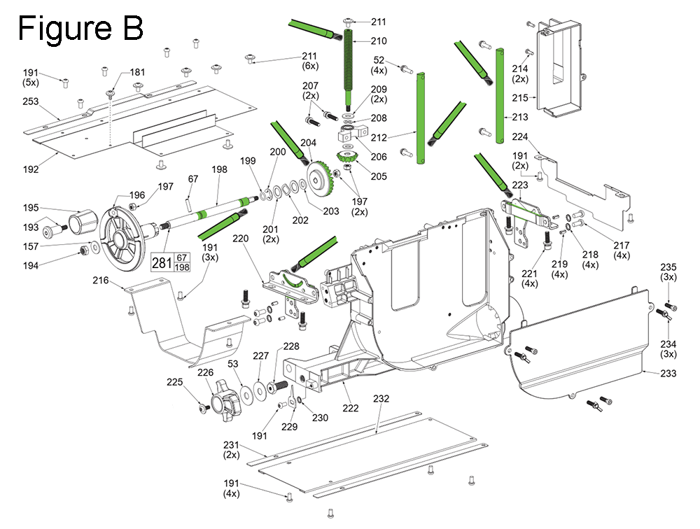 Fig-2 Diagram and Parts List for 2736-20 J35A Milwaukee Table Saw