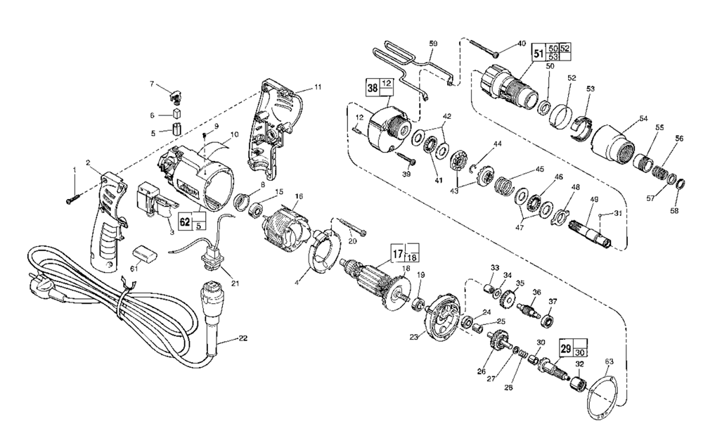 Fig-0 Diagram and Parts List for 6583-50 470B Milwaukee Electric Drill