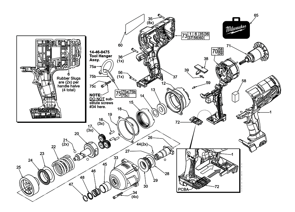 Fig-0 Diagram and Parts List for 2765-059 F81A Milwaukee Impact Driver