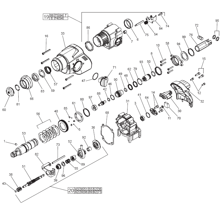 Fig-0 Diagram and Parts List for 0756-20  Milwaukee Hammer Drill