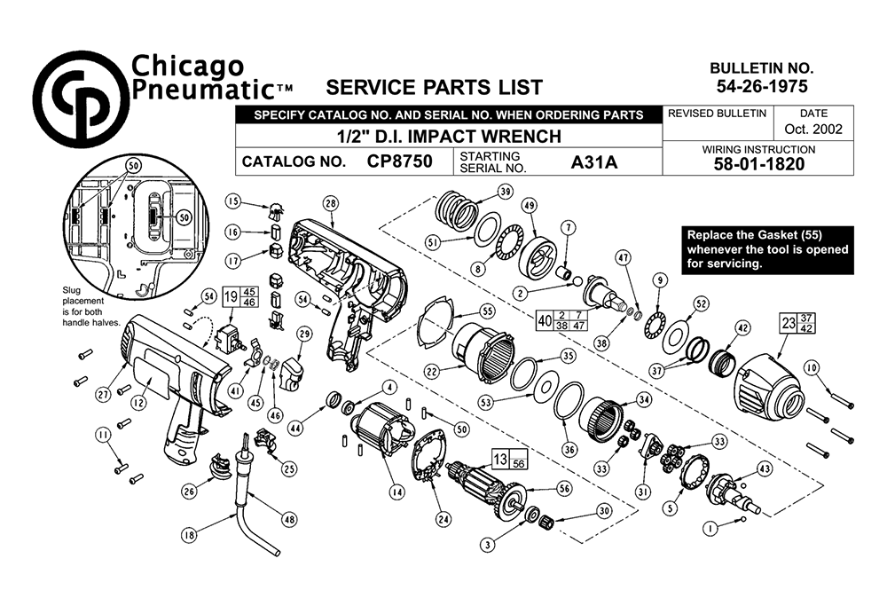 Fig-0 Diagram and Parts List for CP8750 A31A Milwaukee Impact Driver