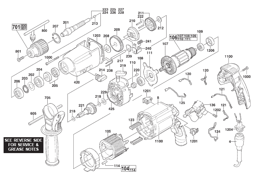 Fig-0 Diagram and Parts List for 5387-20  Milwaukee Electric Drill