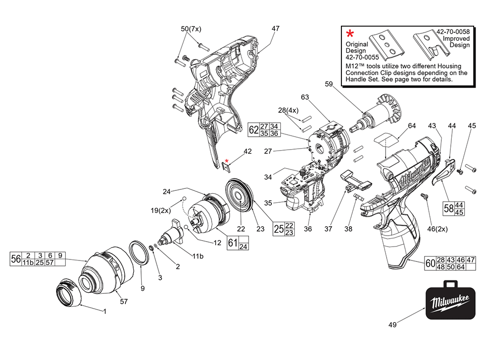 Fig-0 Diagram and Parts List for 2452-059 F12B Milwaukee Impact Driver