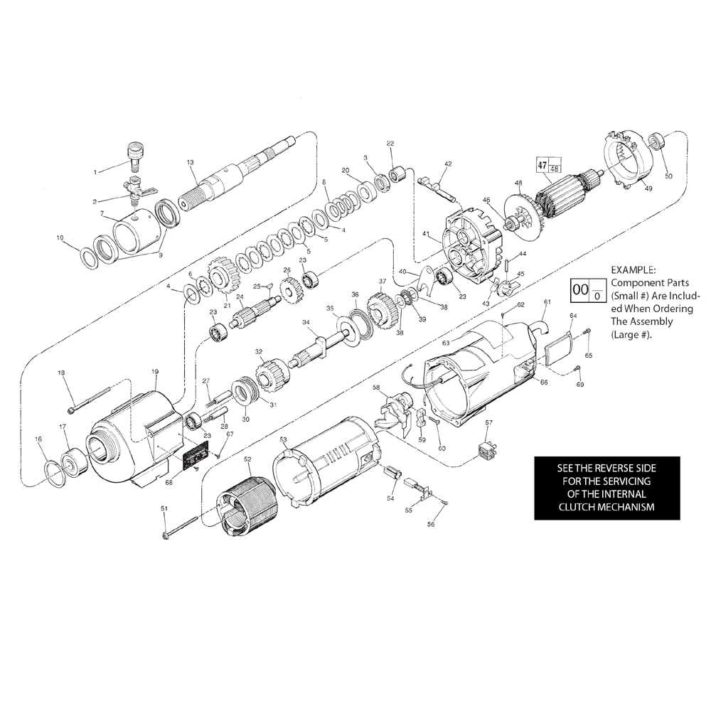 Fig-0 Diagram and Parts List for 4004-20 841A Milwaukee Drill