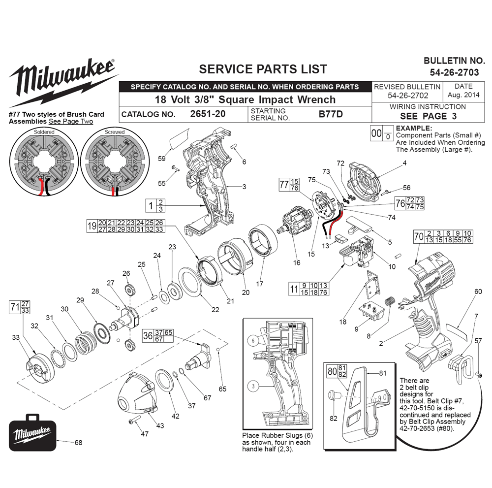 Fig-0 Diagram and Parts List for 2651-22 B77D Milwaukee Impact Driver