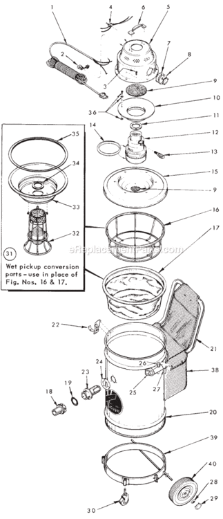 Page A Diagram and Parts List for 8911 SER 637-6397 Milwaukee Utility Vacuum