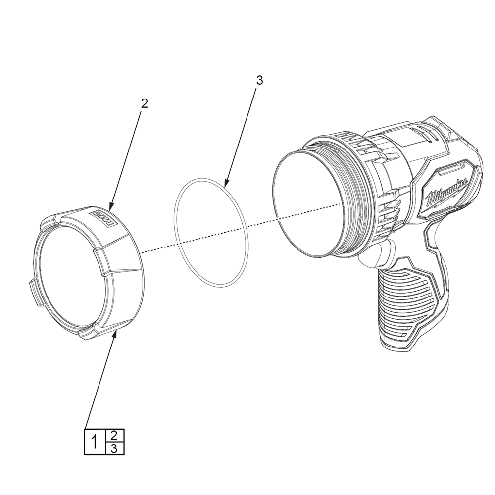 Fig-0 Diagram and Parts List for 2353-20 H01A Milwaukee Worklight & Flashlight