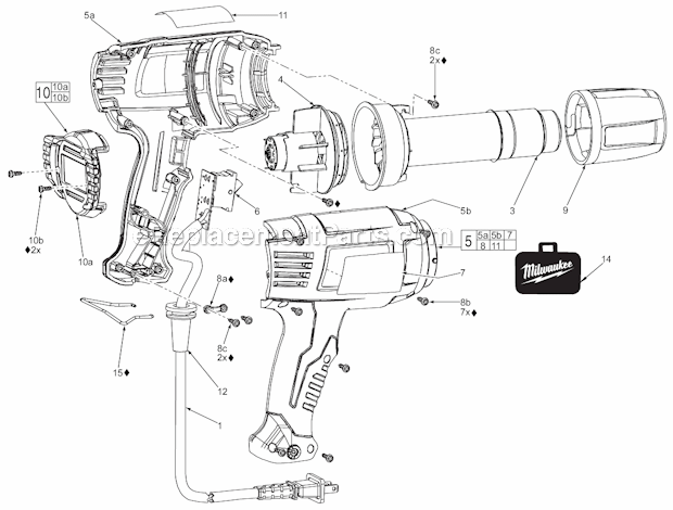 Page A Diagram and Parts List for 8975-6 731A Milwaukee Heat Gun