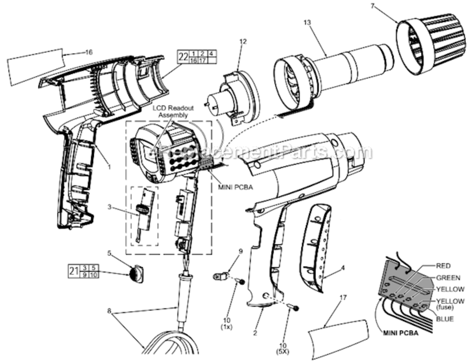 Page A Diagram and Parts List for 8977-20  Milwaukee Heat Gun