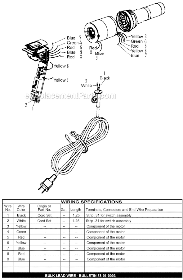 Page B Diagram and Parts List for 8988-20 SER 199A-1001 Milwaukee Heat Gun