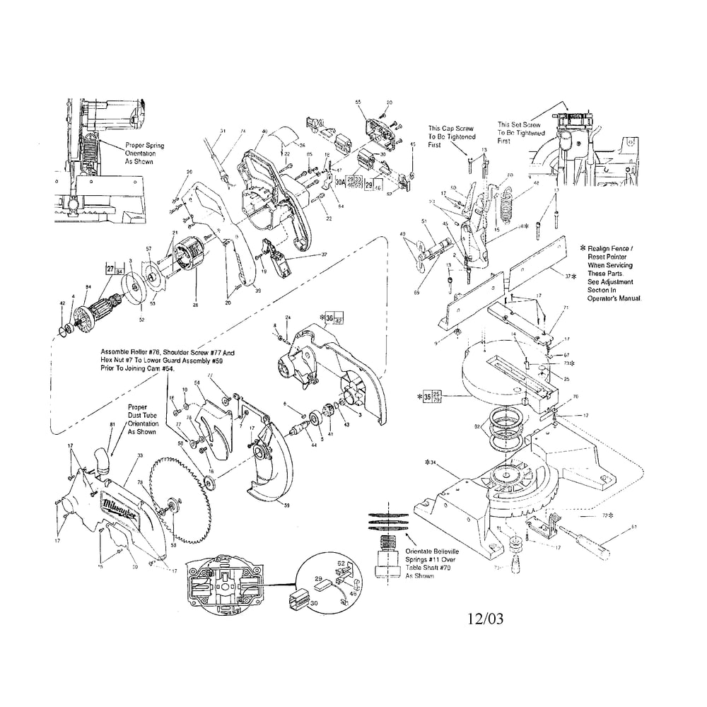 10-Inch Miter Saw Diagram and Parts List for 6490TYPE799B  Milwaukee Miter Saw