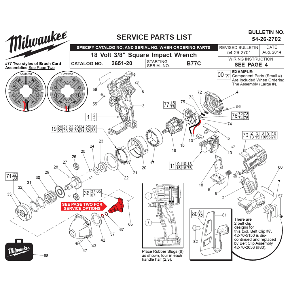 Fig-0 Diagram and Parts List for 2651-22 B77C Milwaukee Impact Driver