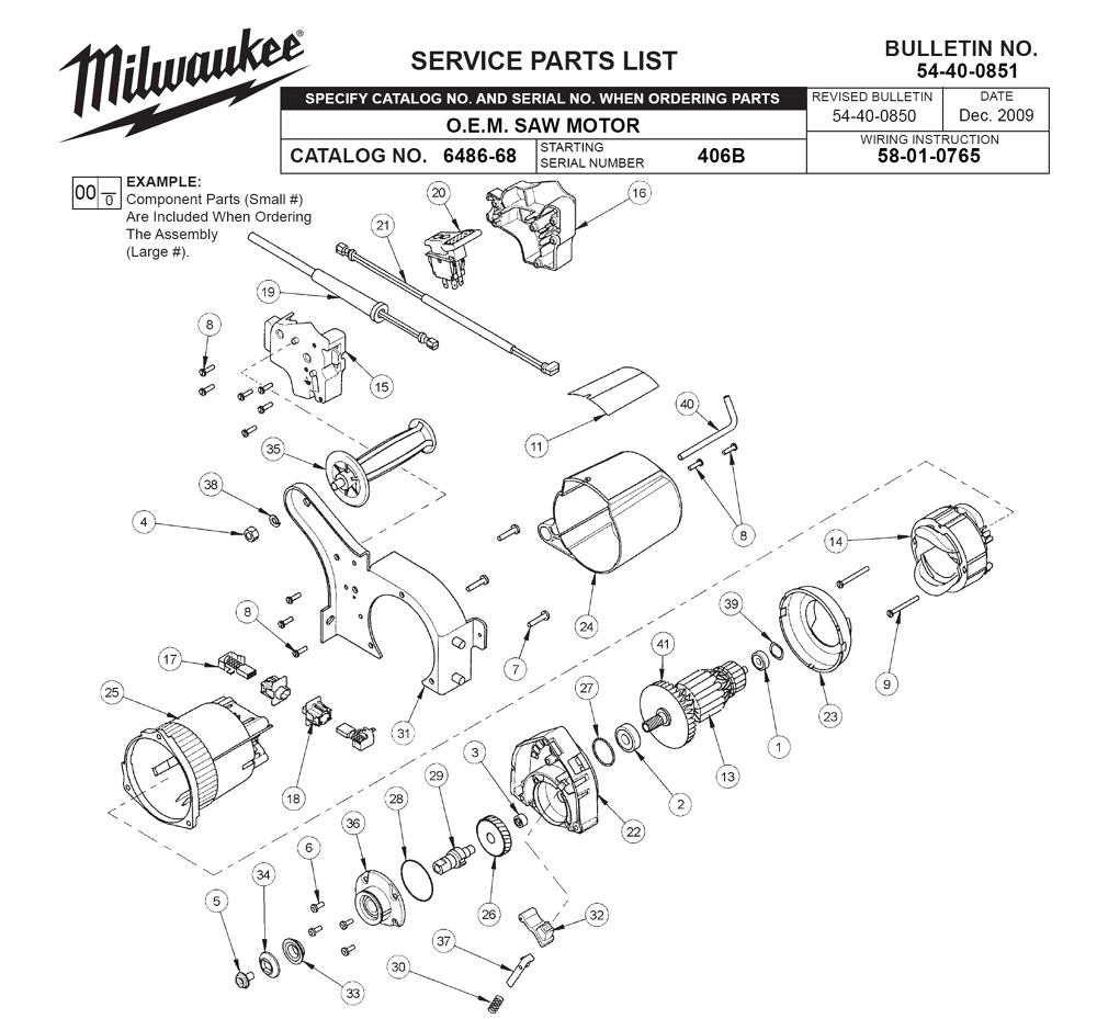 Fig-0 Diagram and Parts List for 6486-68 406B Milwaukee Chop Saw
