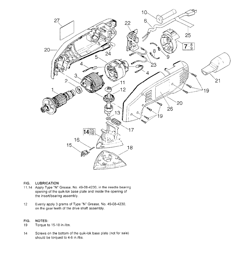 Parts List Diagram and Parts List for 6035-20 903A997282001 Milwaukee Sander Grinder