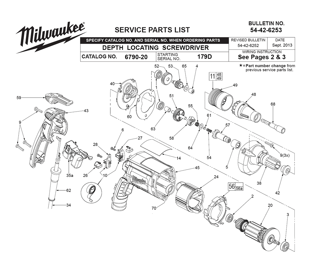 Fig-0 Diagram and Parts List for 6790-20 179D Milwaukee Electric Drill