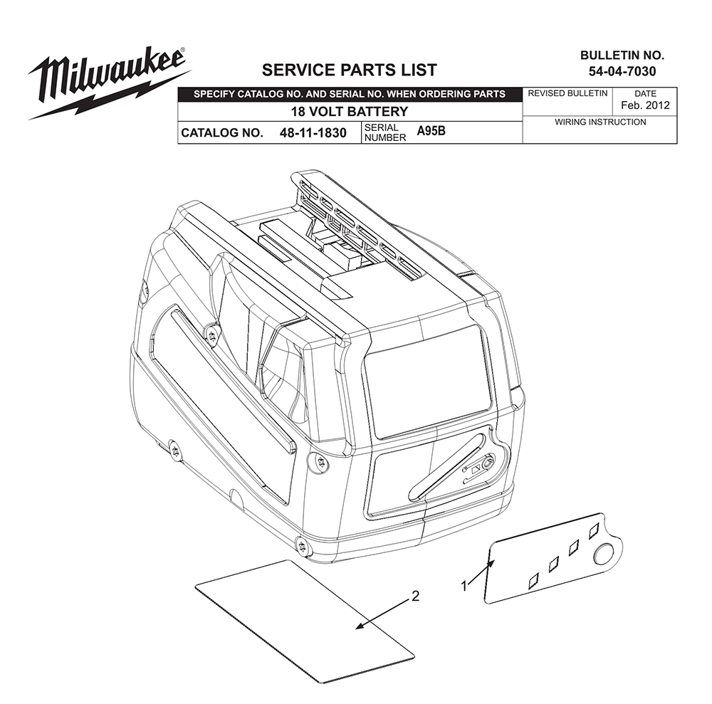 Fig-0 Diagram and Parts List for 48-11-1830 A95B Milwaukee Charger
