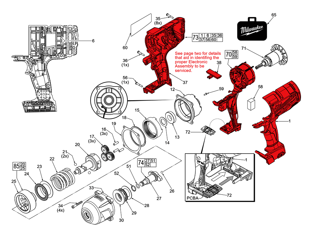 Fig-0 Diagram and Parts List for 2763-20 F42C Milwaukee Impact Driver