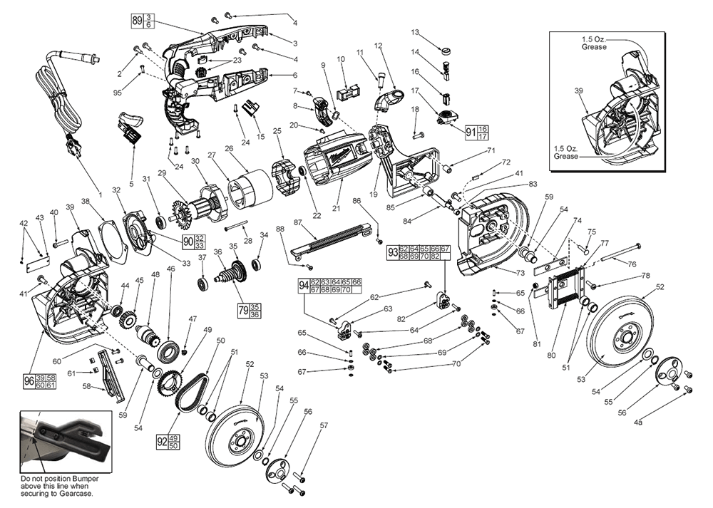 Fig-0 Diagram and Parts List for 6230N  Milwaukee Saw