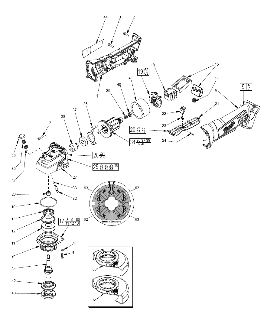 Fig-0 Diagram and Parts List for 2680-20  Milwaukee Angle Grinder