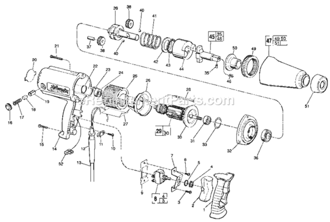 Page A Diagram and Parts List for 9066 754A Milwaukee Impact Driver