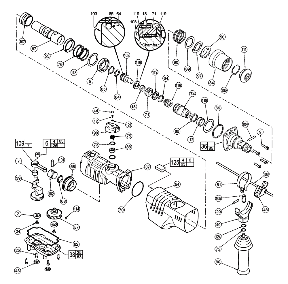 Fig-1 Diagram and Parts List for 5321-90 0011L2001 Milwaukee Electric Drill