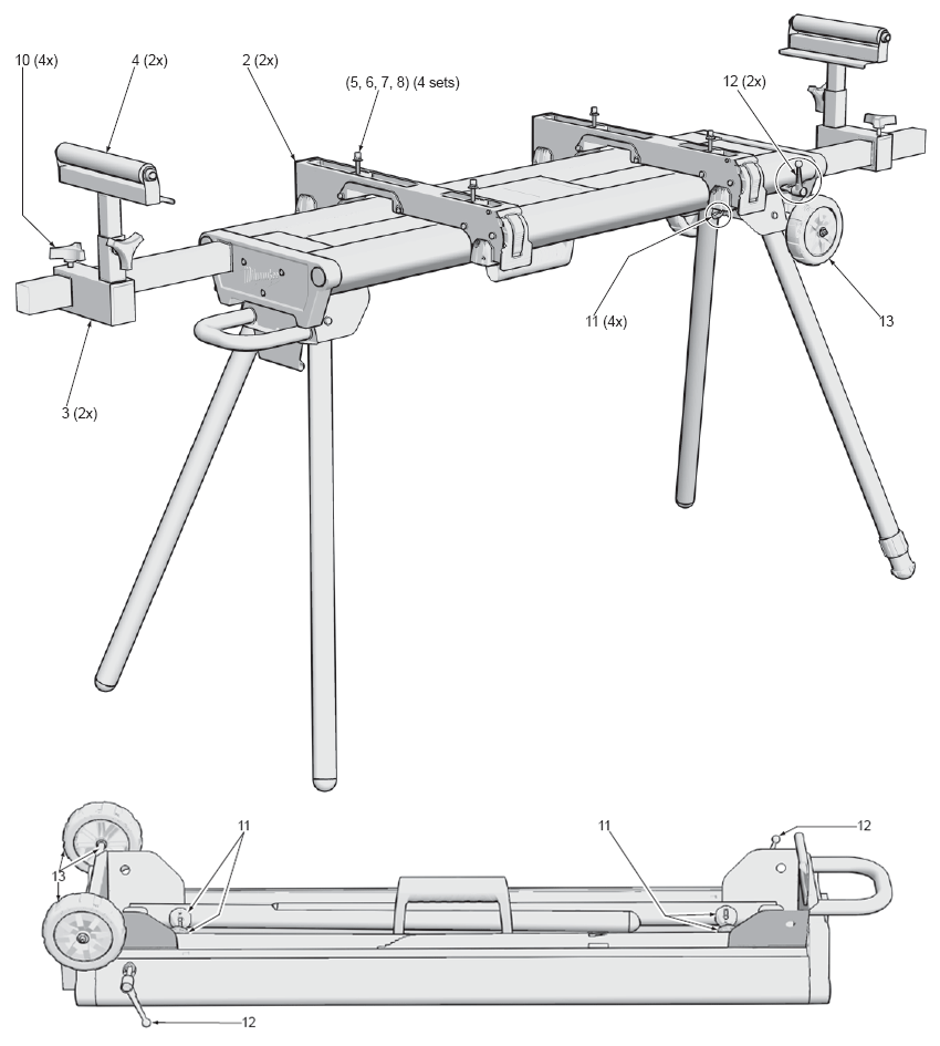 Fig-0 Diagram and Parts List for 48-08-0550  Milwaukee Tool Stand & Cart