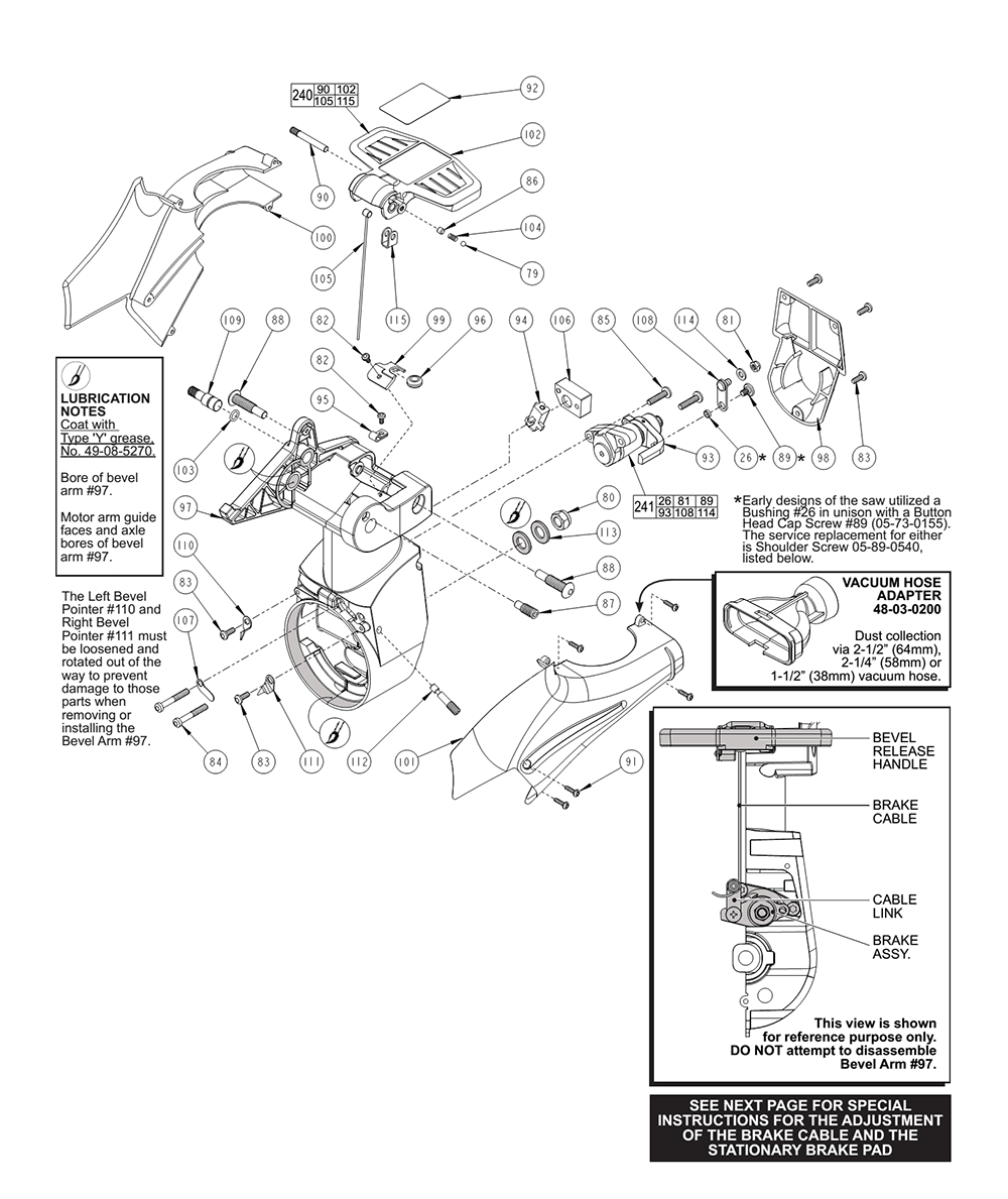 Fig-2 Diagram and Parts List for 6950-20 B27B Milwaukee Saw