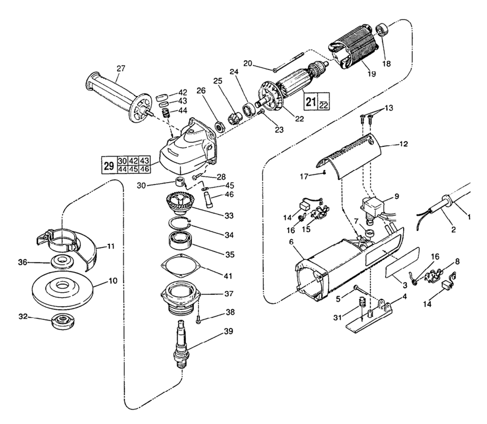 Fig-0 Diagram and Parts List for 6140-2 762C Milwaukee Angle Grinder
