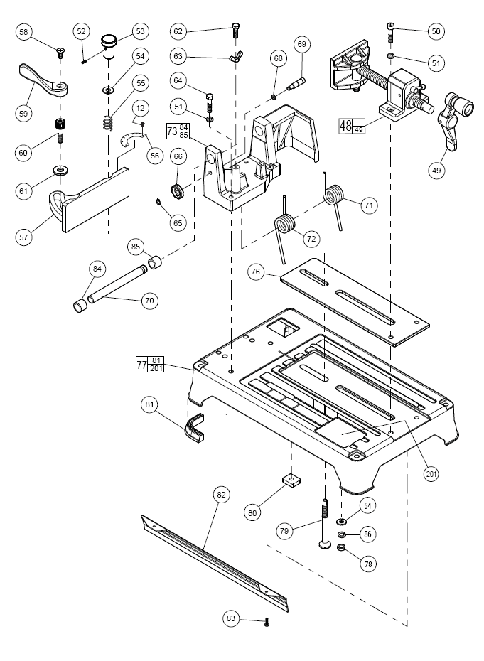 Fig-1 Diagram and Parts List for 6180-20  Milwaukee Saw