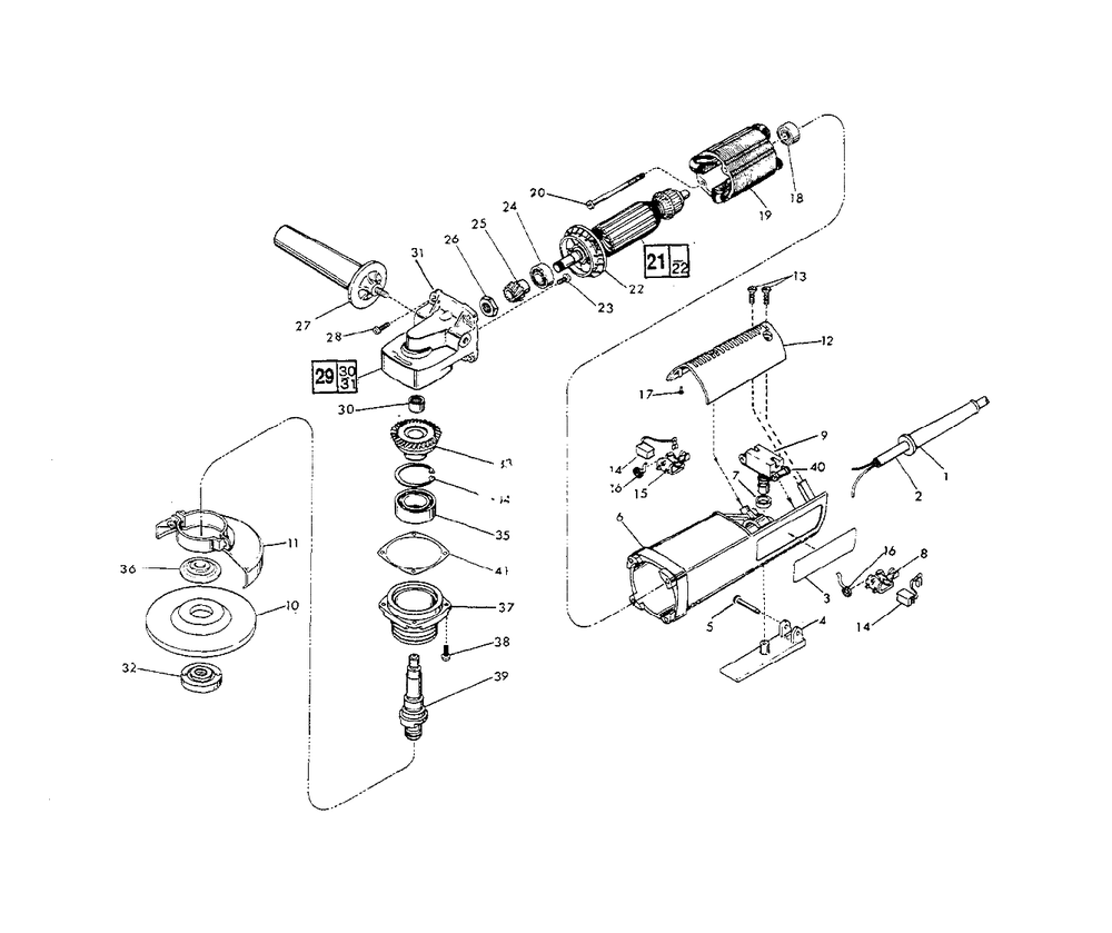5-Inch D.I. Sander-Grinder Diagram and Parts List for 6141-30 763-1001 Milwaukee Sander Grinder