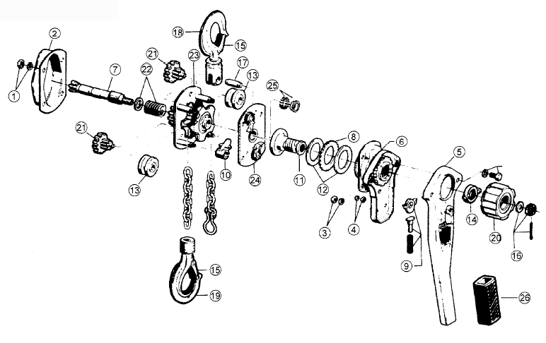 Fig-0 Diagram and Parts List for 9689-20  Milwaukee Hoist & Winch