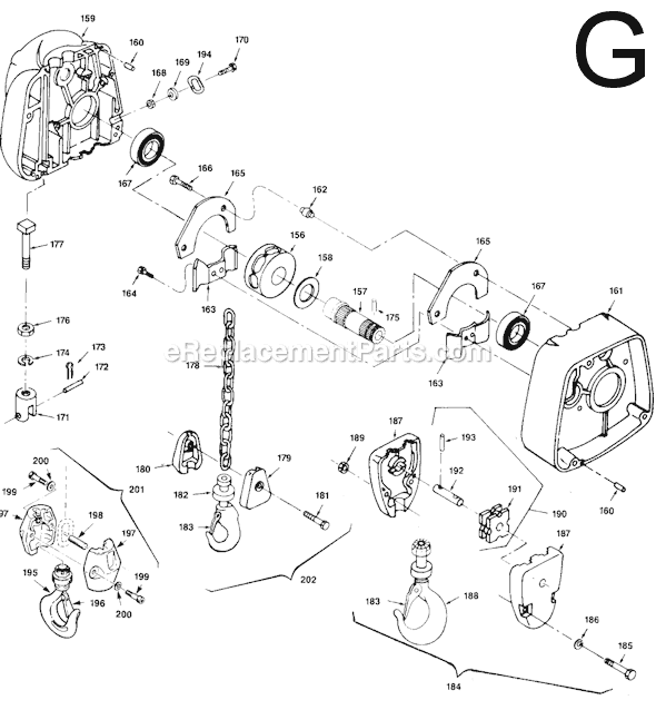 Page G Diagram and Parts List for 9565 SER 486 Milwaukee Hoist & Winch