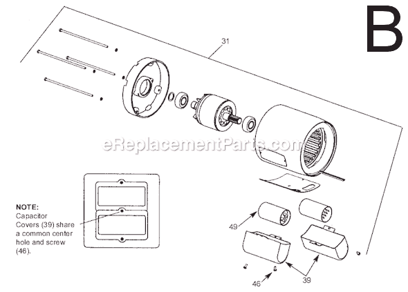 Page B Diagram and Parts List for 9565 SER JLC Milwaukee Hoist & Winch