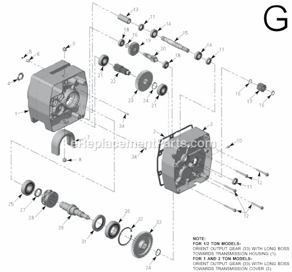 Page G Diagram and Parts List for 9571 SER MJLC Milwaukee Hoist & Winch
