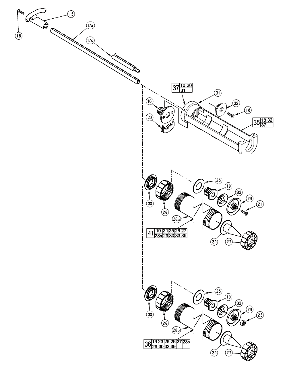 Fig-1 Diagram and Parts List for 6550-50 282B Milwaukee Caulking Gun