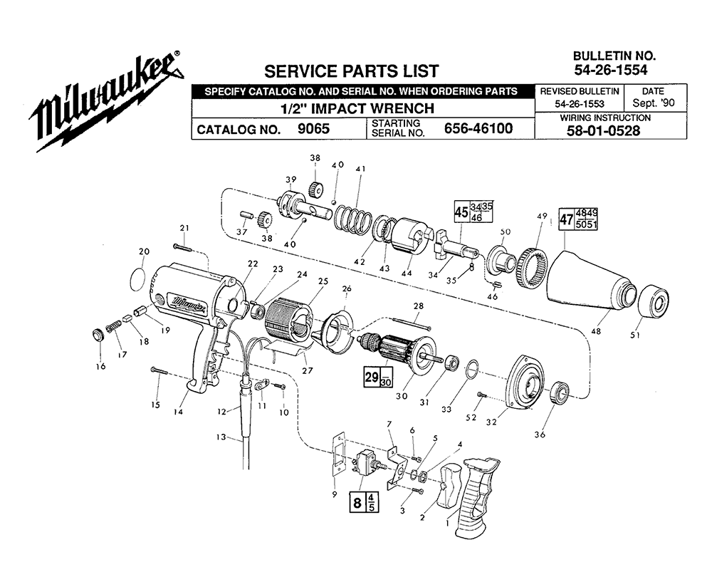 Fig-0 Diagram and Parts List for 9065 656-46100 Milwaukee Impact Driver