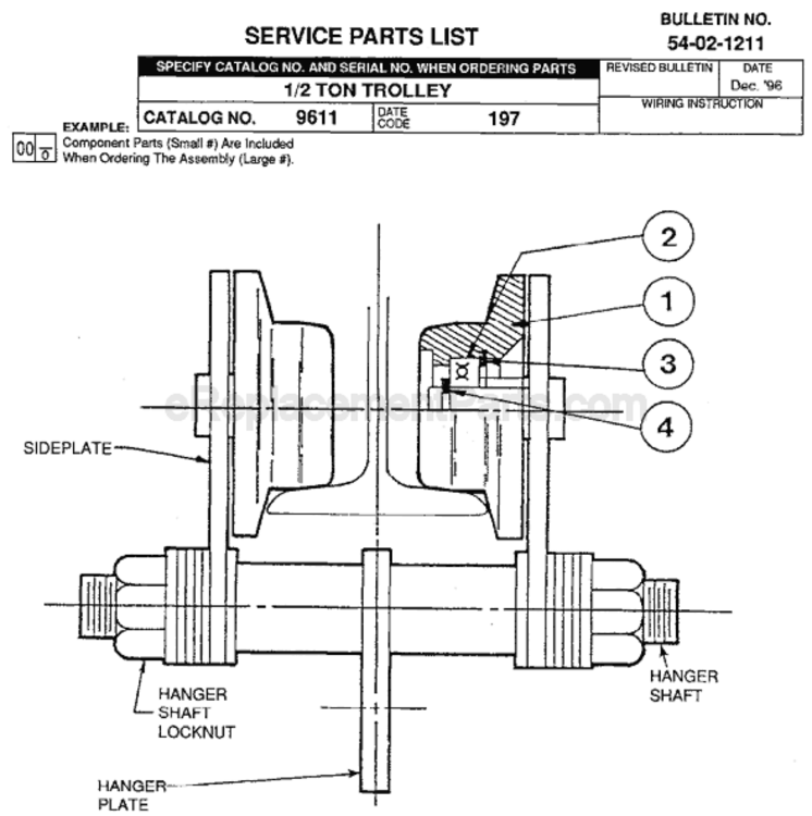 Page A Diagram and Parts List for 9611 SER 197 Milwaukee Hoist & Winch