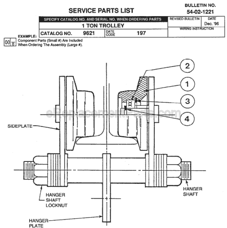 Page A Diagram and Parts List for 9621 SER 197 Milwaukee Hoist & Winch