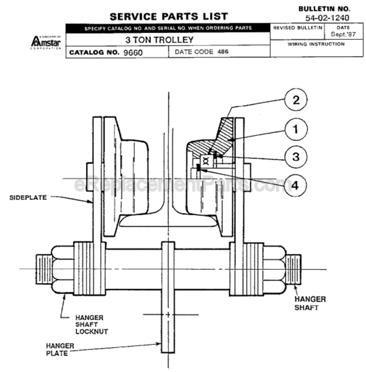 Page A Diagram and Parts List for 9660 SER 486 Milwaukee Hoist & Winch