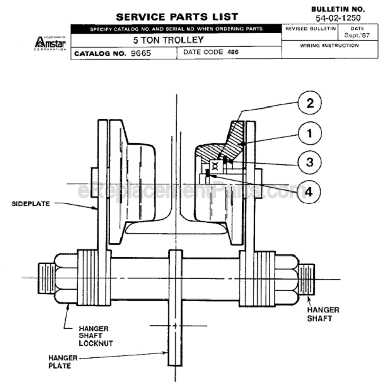 Page A Diagram and Parts List for 9665 SER 486 Milwaukee Hoist & Winch