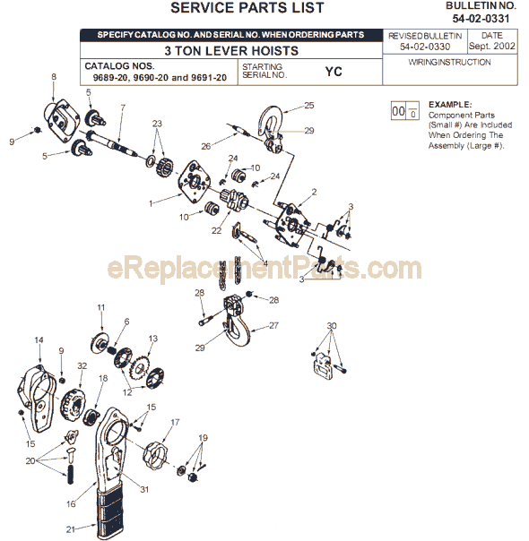 Page A Diagram and Parts List for 9690-20 SER YC Milwaukee Hoist & Winch