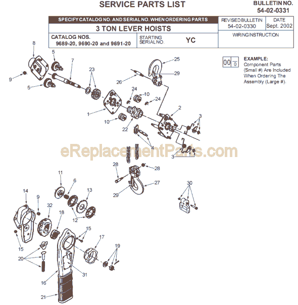 Page A Diagram and Parts List for 9691-20 SER YC Milwaukee Hoist & Winch