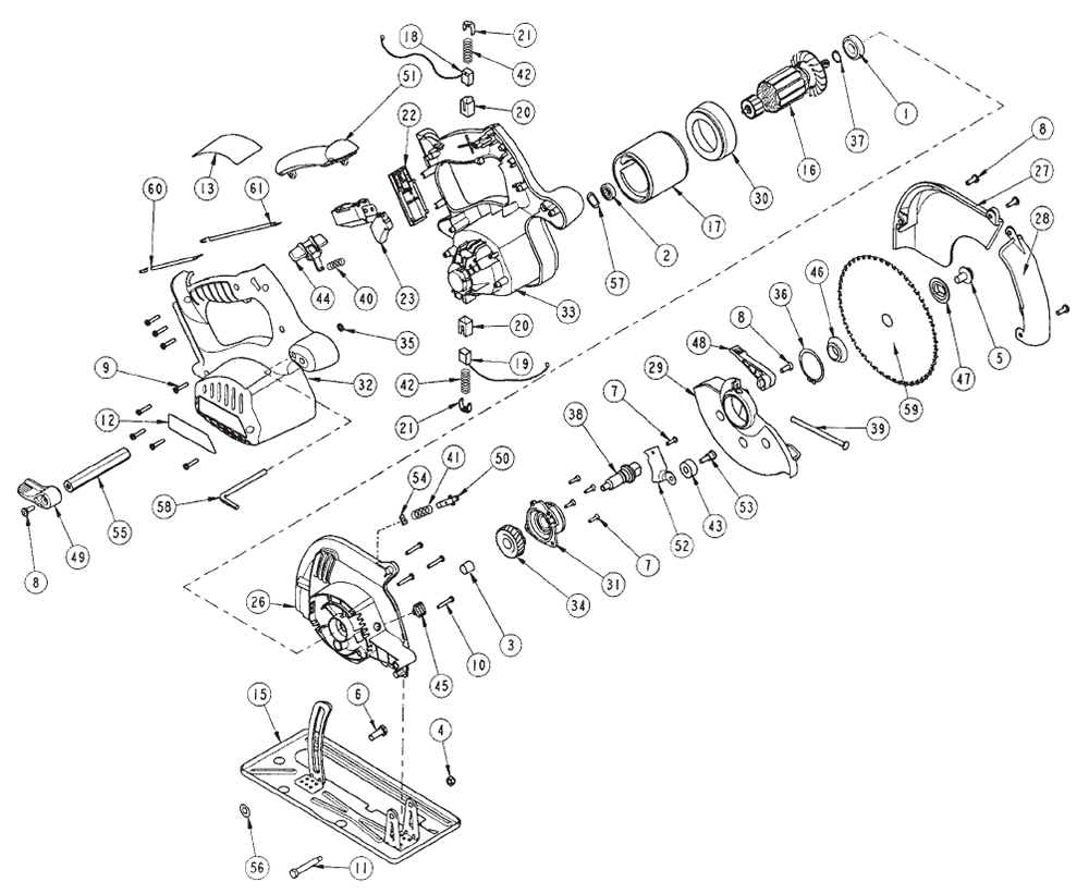Fig-0 Diagram and Parts List for 6320-50 383A Milwaukee Circular Saw