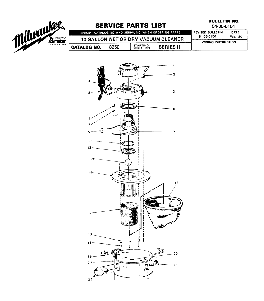 Fig-0 Diagram and Parts List for 8950 SERIES II Milwaukee Leaf Blower / Vacuum
