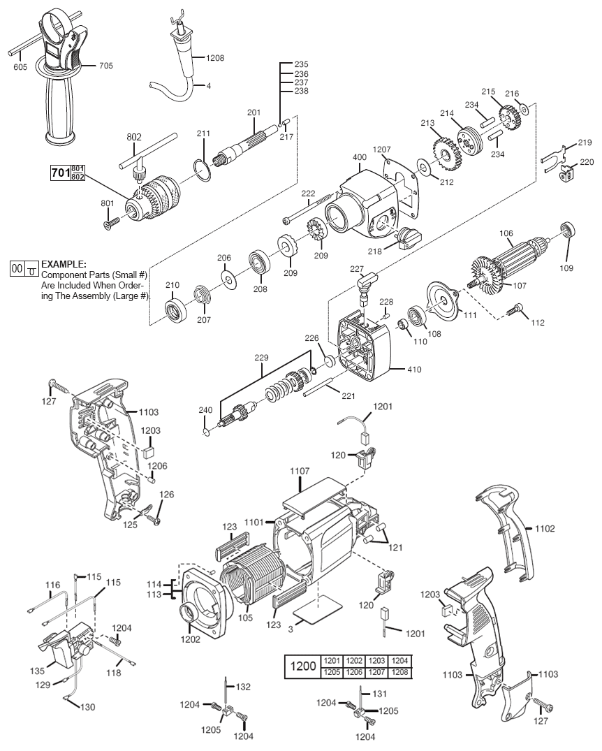 Fig-0 Diagram and Parts List for 5380-21  Milwaukee Electric Drill