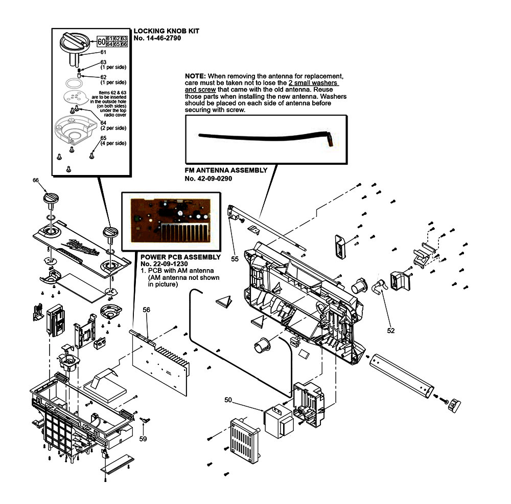Fig-1 Diagram and Parts List for 2790-59 E16A Milwaukee Radio