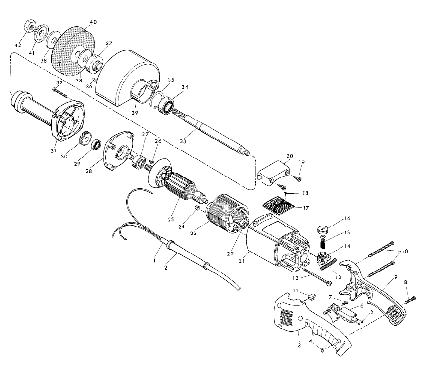 Fig-0 Diagram and Parts List for 5223  Milwaukee Angle Grinder