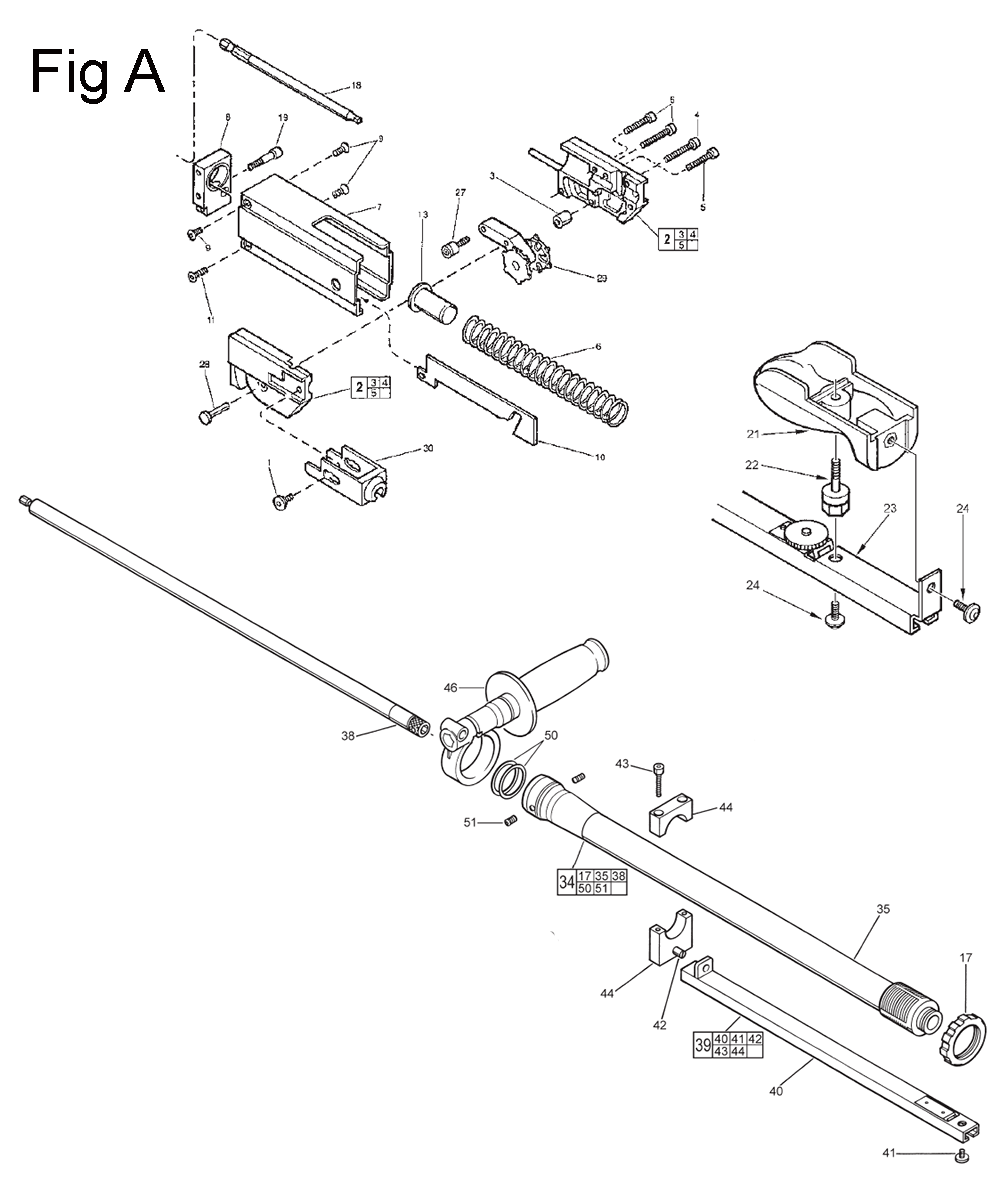 Fig-1 Diagram and Parts List for 6708-56 A07A Milwaukee Electric Drill