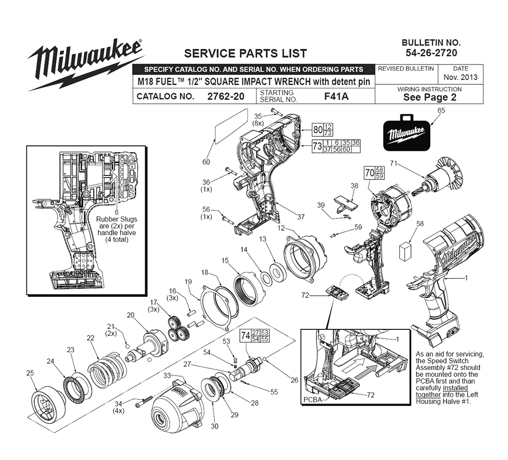 Fig-0 Diagram and Parts List for 2762-20 F41A Milwaukee Impact Driver